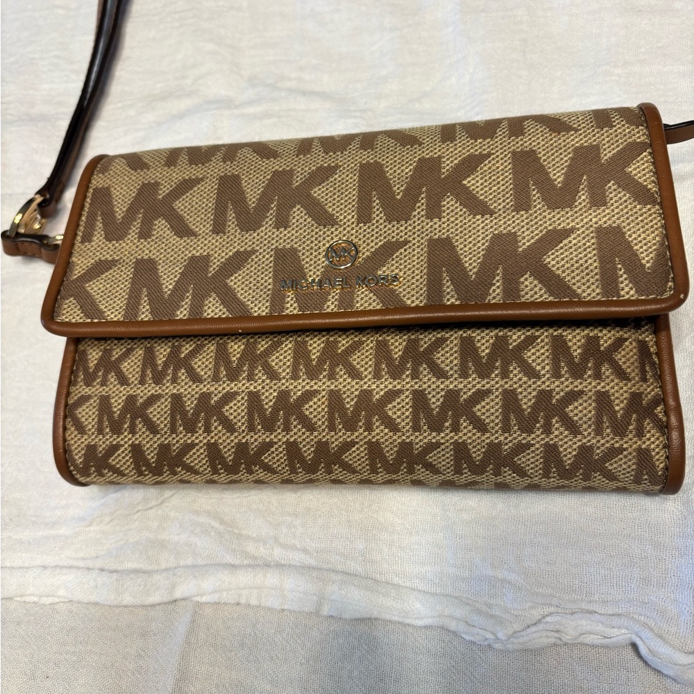 Michael Kors Tan Monogram Clutch